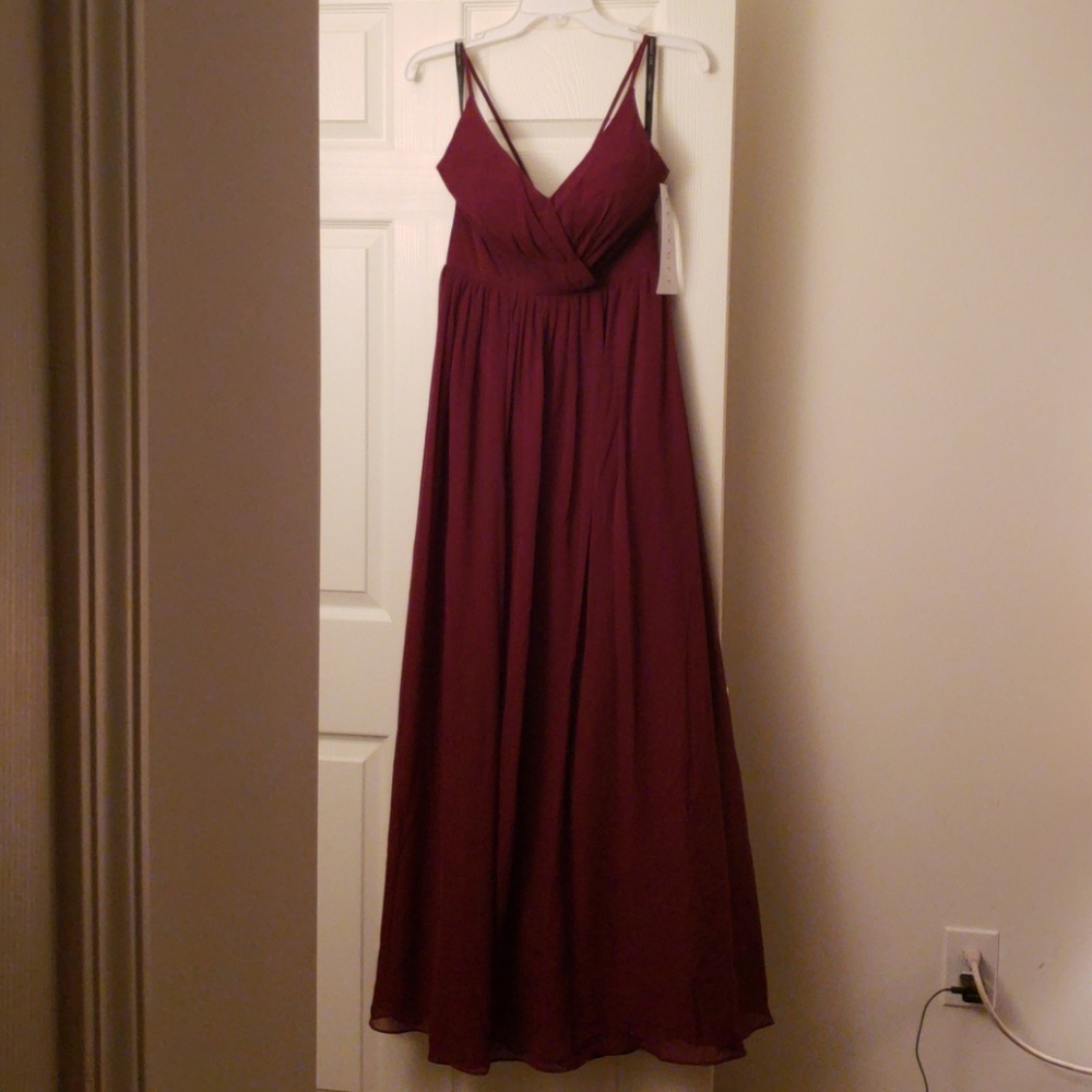Bill Levkoff Wine Bridesmaid Dress